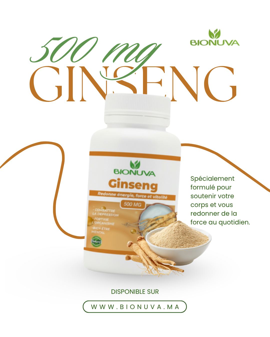 BIONUVA GINSENG • Énergie & Stimulant Physique • 60 Gélules