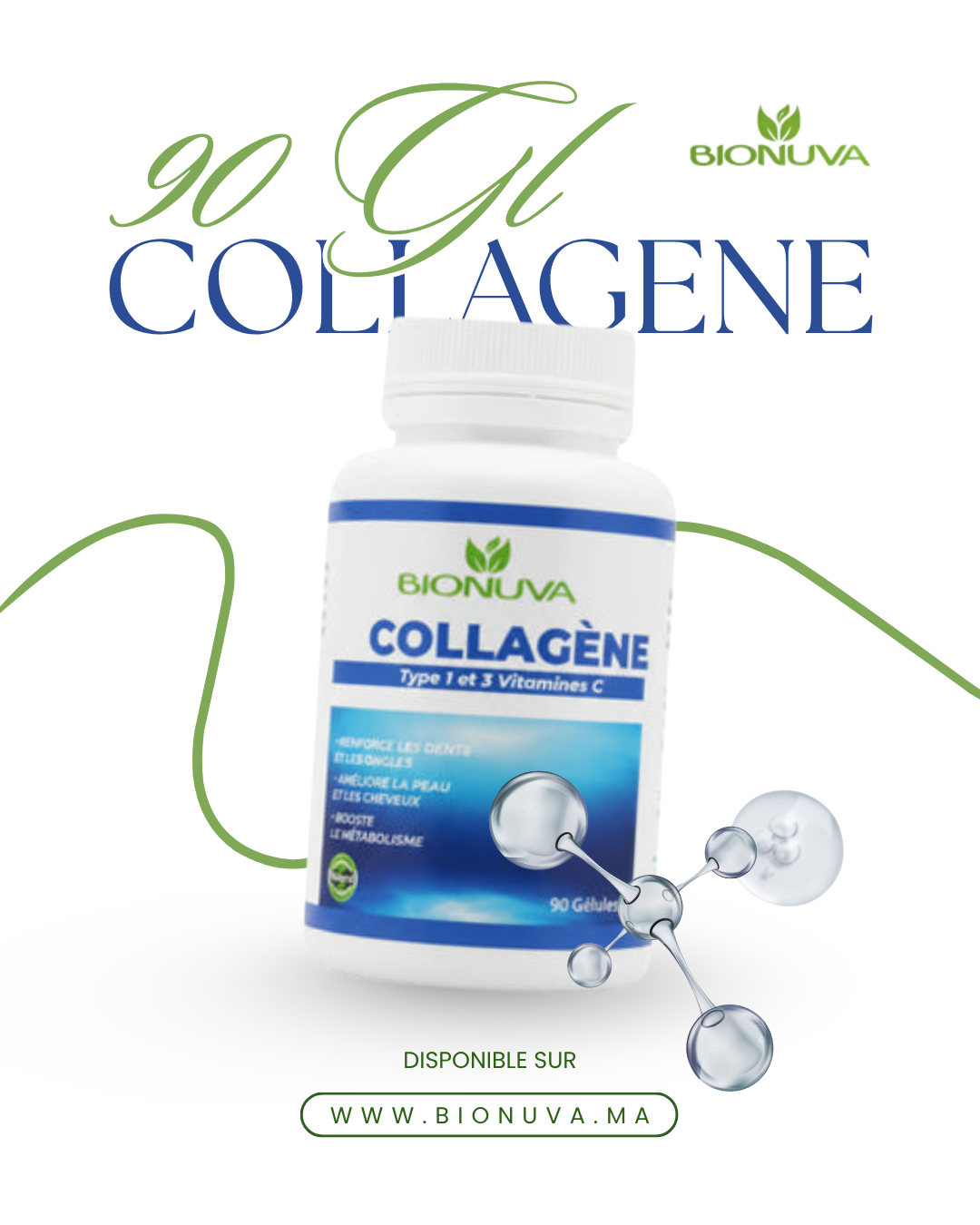 BIONUVA COLLAGÈNE • Beauté de la Peau & Souplesse Articulaire • 60 Gélules