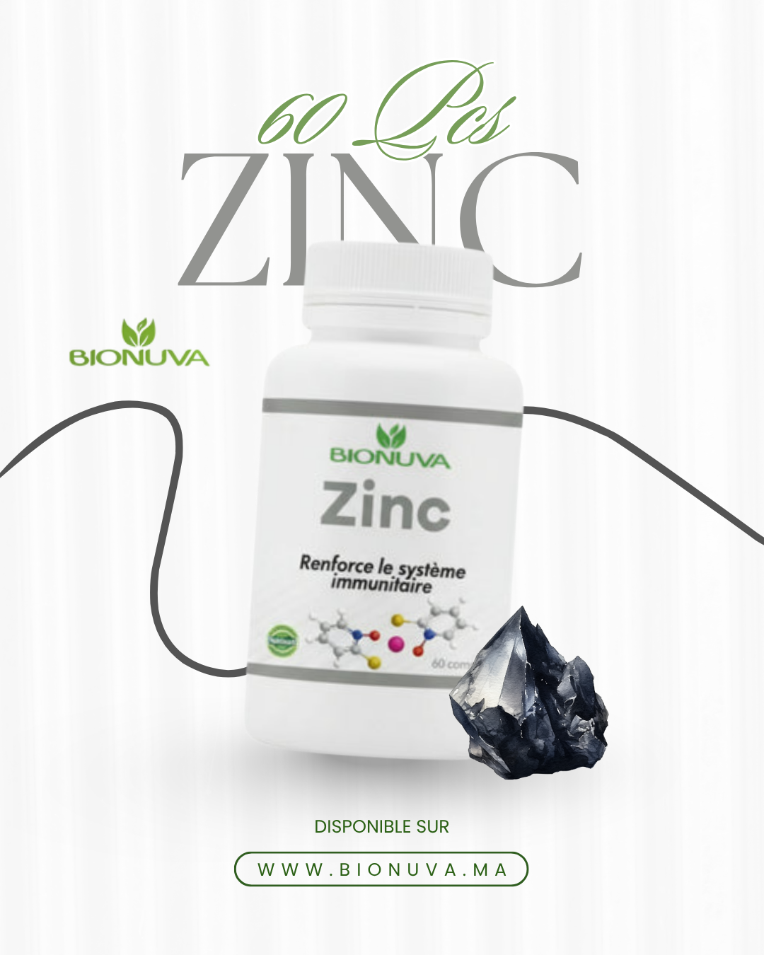BIONUVA ZINC • Peau Nette & Immunité • 60 Gélules