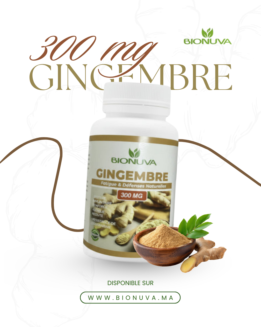BIONUVA GINGEMBRE • Vitalité & Confort Digestif • 60 Gélules